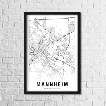 Mannheim Poster Streetmap weiß