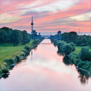 Mannheim Poster Neckarufer Pinker Himmel