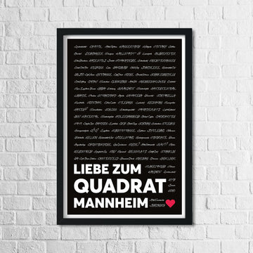 Mannheim Poster Liebe zum Quadrat schwarz