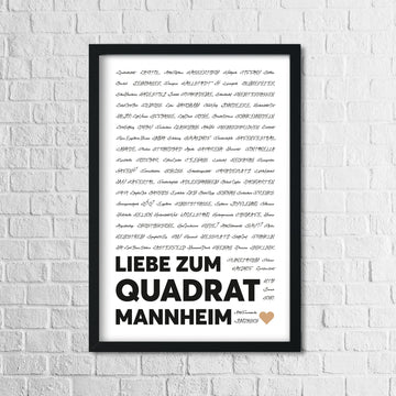 Mannheim Poster Liebe zum Quadrat weiß