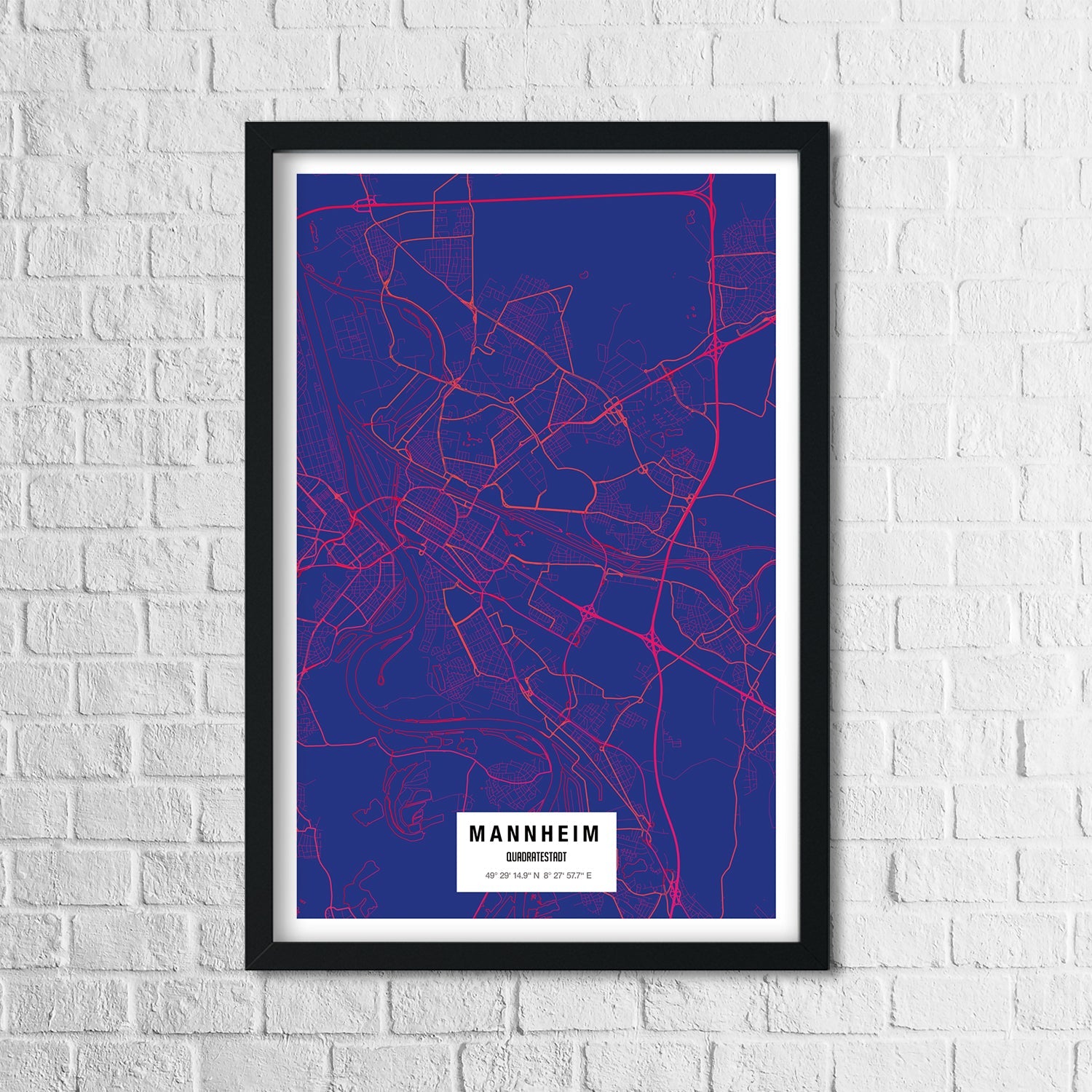 Mannheim Poster Streetmap blau