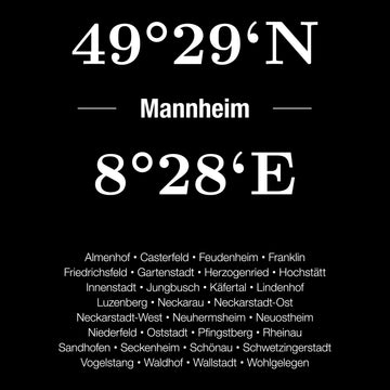 Mannheim Poster Koordinaten schwarz