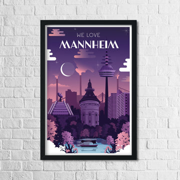 Mannheim Poster Vintage bei Nacht