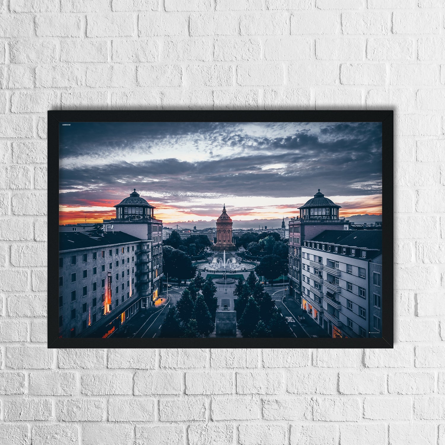 Mannheim Poster Augustaanlage Sonnenuntergang