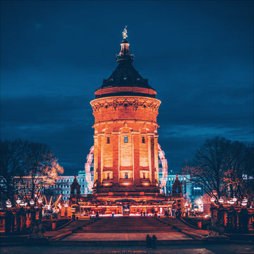 Mannheim Poster Wasserturm bei Nacht