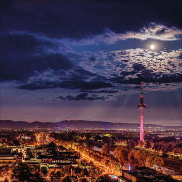 Mannheim Poster Fernmeldeturm im Mondschein