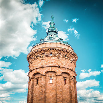 Mannheim Poster Wasserturm Blauer Himmel